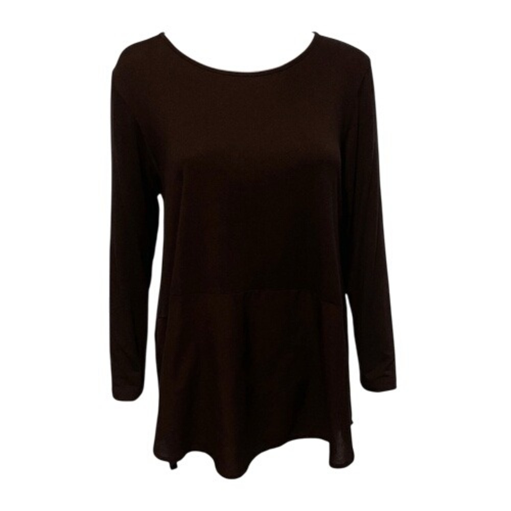 COMFY USA Mixed Media Hi-Low Tunic Top Black Long Sleeve Size XS (Oversized)
